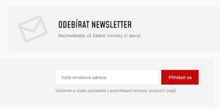 Newsletter sekce v zápatí