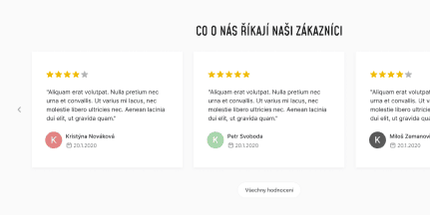 Hodnocení zákazníků na homepage v carouselu